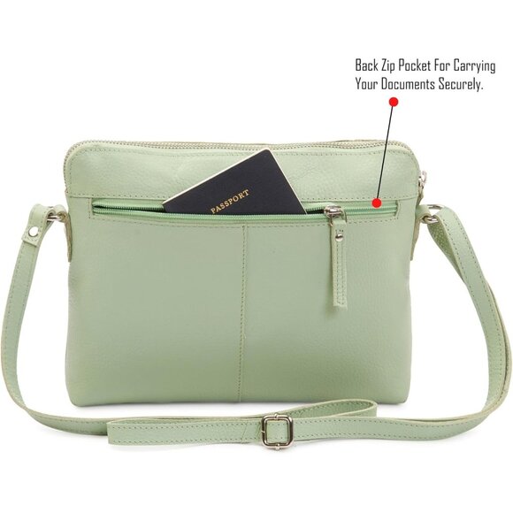 Women Mint Imported Leather Polyester Crossbody Sling Shoulder Crossover Bag - Picture 5 of 6